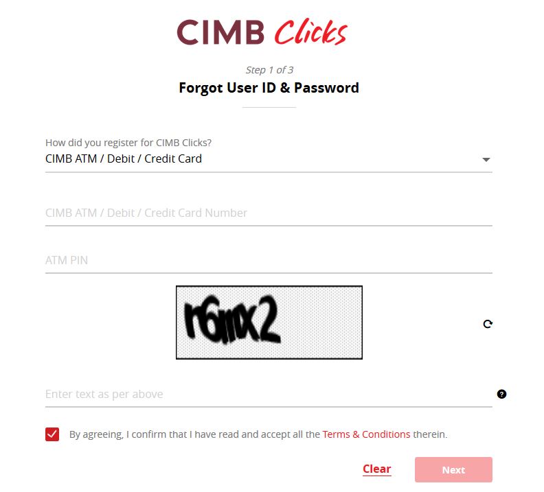 Reset password CIMBclicks