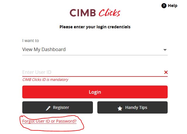 Terlupa Password CIMB Click